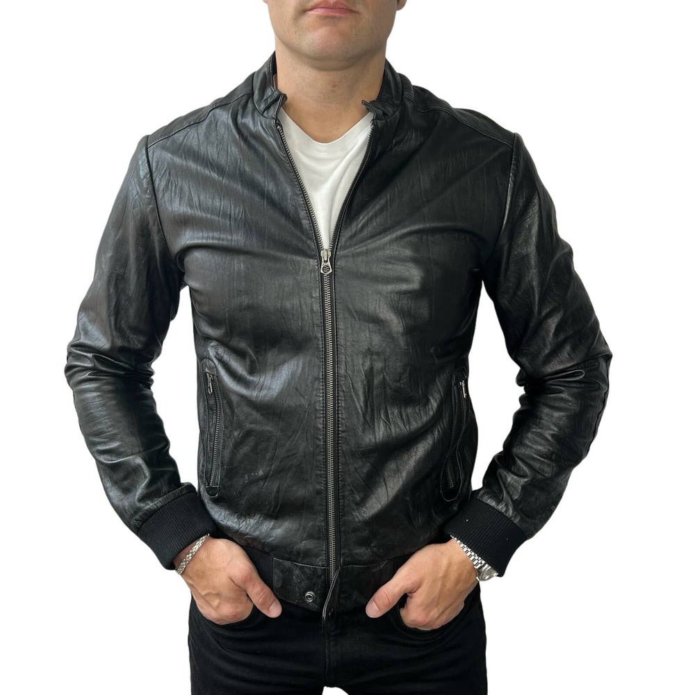 Ever Men’s Leather Bomber Jacket Size Medium